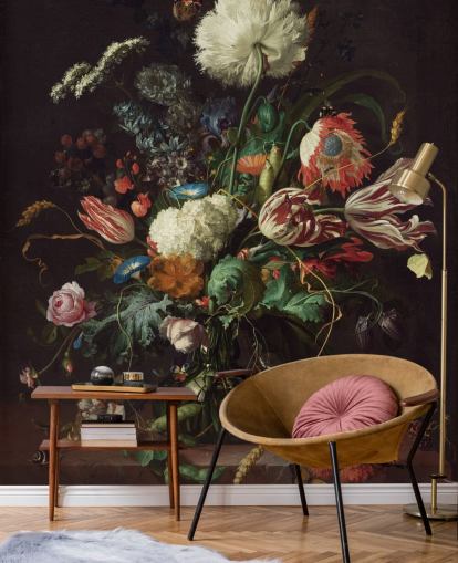 Kunsttapete mit dem Titel Vase of Flowers von Jan Davidsz de Heem für Schlafzimmer, Wohn- und Esszimmer