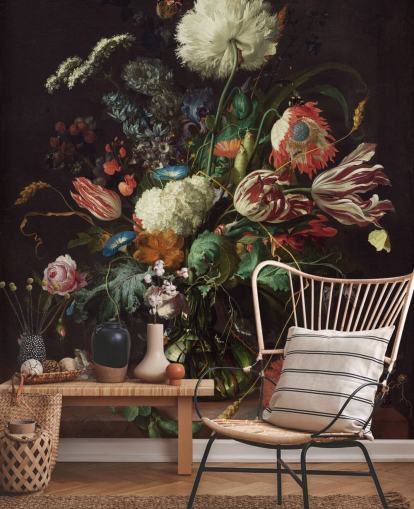 kunsttapet veggmaleri kalt Vase of Flowers av Jan Davidsz de Heem for soverom, salonger og spisestuer