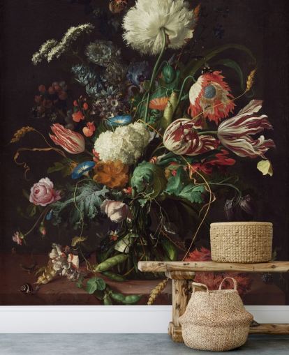 kunsttapet veggmaleri kalt Vase of Flowers av Jan Davidsz de Heem for soverom, salonger og spisestuer