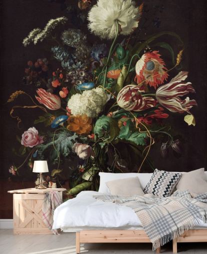 mural de papel de parede de belas artes chamado Vase of Flowers de Jan Davidsz de Heem para quartos, salões e salas de jantar