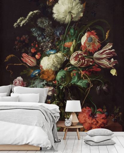 fine art wallpaper mural called Vase of Flowers by Jan Davidsz de Heem for bedrooms, lounges and dining rooms