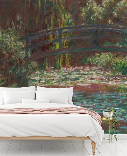 mural de papel pintado de bellas artes llamado El estanque de nenúfares de Claude Monet para baños y dormitorios