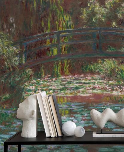 mural de papel de parede de belas artes chamado The Water Lily Pond de Claude Monet para banheiros e quartos