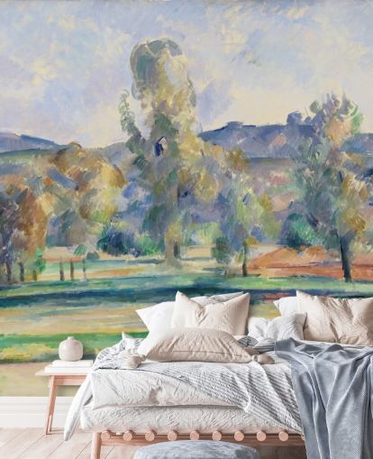 carta da parati fine art chiamata Autumn Landscape di Paul Cezanne per camere da letto, salotti e uffici domestici