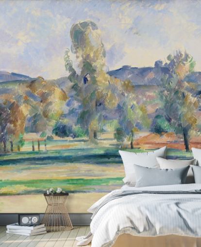Kunsttapete mit dem Titel Autumn Landscape von Paul Cezanne für Schlafzimmer, Wohnzimmer und Heimbüros