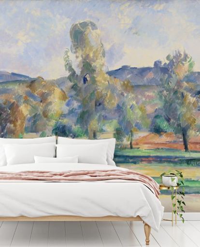 fine art wallpaper mural called Autumn Landscape by Paul Cezanne for bedrooms, living rooms and home offices