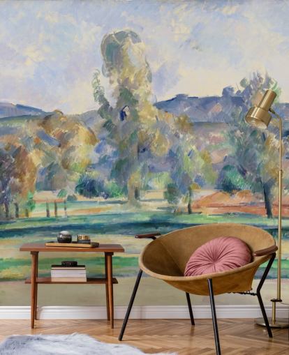 carta da parati fine art chiamata Autumn Landscape di Paul Cezanne per camere da letto, salotti e uffici domestici