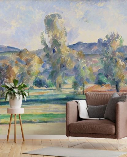 fine art wallpaper mural called Autumn Landscape by Paul Cezanne for bedrooms, living rooms and home offices fine art wallpaper mural called Autumn Landscape by Paul Cezanne for bedrooms, living rooms and home offices