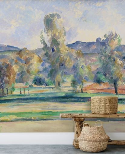 carta da parati fine art chiamata Autumn Landscape di Paul Cezanne per camere da letto, salotti e uffici domestici