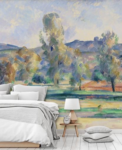 fine art wallpaper mural called Autumn Landscape by Paul Cezanne for bedrooms, living rooms and home offices