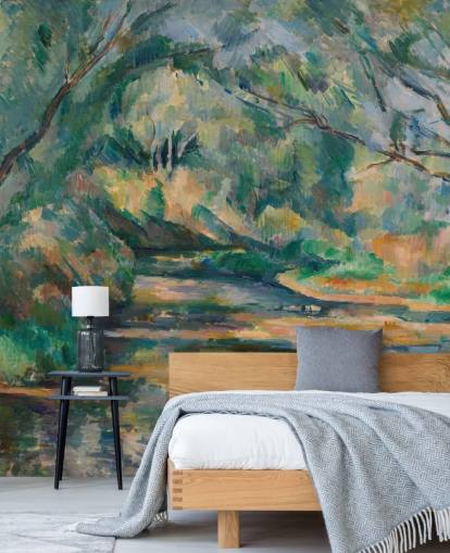 fine art wallpaper called The Brook by Paul Cezanne for bedrooms and living rooms