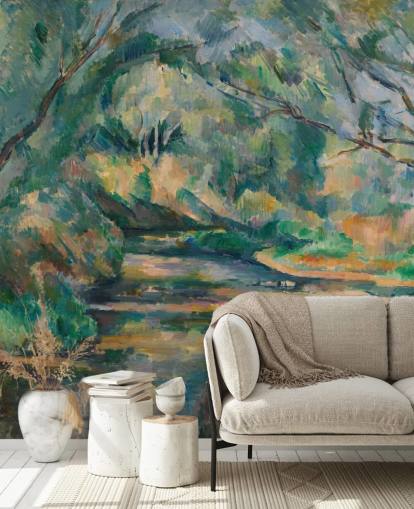 fine art wallpaper called The Brook by Paul Cezanne for bedrooms and living rooms