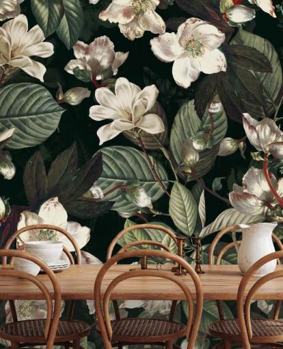 floral wallpaper mural called Dark Garden IX by Burcu Korkmazyurek for lounges and bedrooms