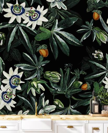 papier peint floral intitulé Exotic Garden Night XI de Burcu Korkmazyurek pour les chambres et les salons papier peint floral intitulé Exotic Garden Night XI de Burcu Korkmazyurek pour les chambres et les salons