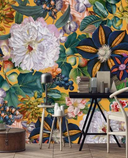 floral wallpaper mural called Garden of Eden II by Burcu Korkmazyurek for bedrooms and hallways