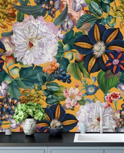 mural de papel pintado floral llamado Garden of Eden II de Burcu Korkmazyurek para dormitorios y pasillos mural de papel pintado floral llamado Garden of Eden II de Burcu Korkmazyurek para dormitorios y pasillos