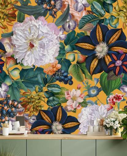floral wallpaper mural called Garden of Eden II by Burcu Korkmazyurek for bedrooms and hallways