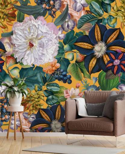 Blumentapete namens Garden of Eden II von Burcu Korkmazyurek für Schlafzimmer und Flure