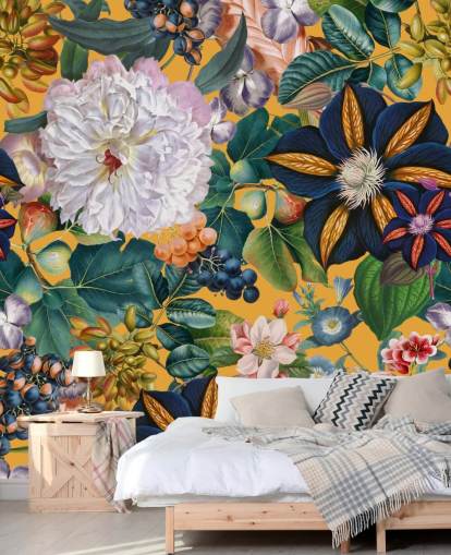 floral wallpaper mural called Garden of Eden II by Burcu Korkmazyurek for bedrooms and hallways