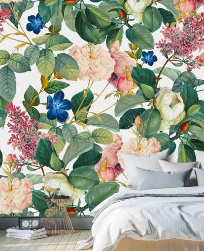 bloemenmuurschildering genaamd Garden of Eden III van Burcu Korkmazyurek voor slaapkamers, gangen en woonkamers bloemenmuurschildering genaamd Garden of Eden III van Burcu Korkmazyurek voor slaapkamers, gangen en woonkamers