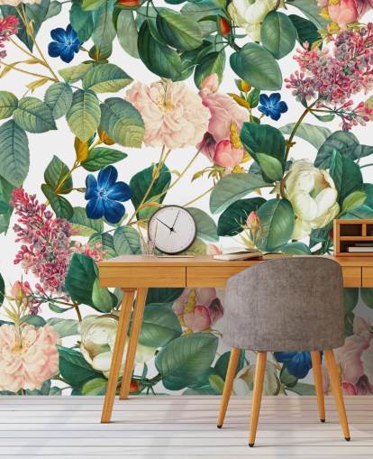 fresque murale florale intitulée Garden of Eden III de Burcu Korkmazyurek pour les chambres, les couloirs et les salons
