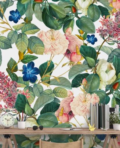 fresque murale florale intitulée Garden of Eden III de Burcu Korkmazyurek pour les chambres, les couloirs et les salons