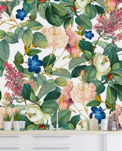 mural de parede floral chamado Garden of Eden III de Burcu Korkmazyurek para quartos, corredores e salas de estar