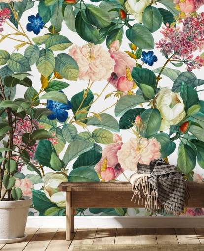 blomsterveggmaleri kalt Garden of Eden III av Burcu Korkmazyurek for soverom, ganger og stuer