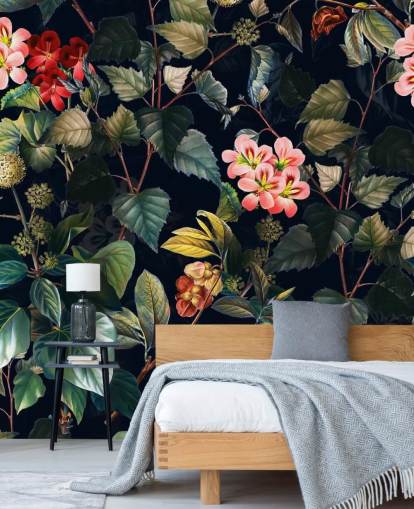 mural de papel pintado floral llamado Magical Forest II de Burcu Korkmazyurek para dormitorios y salones