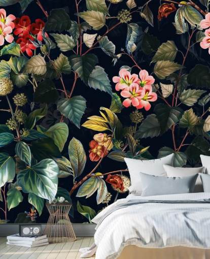 mural de papel pintado floral llamado Magical Forest II de Burcu Korkmazyurek para dormitorios y salones