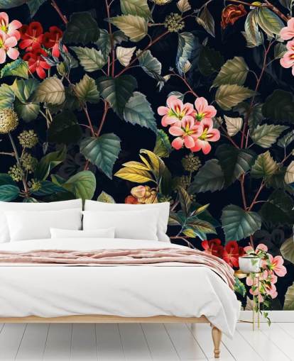 mural de papel pintado floral llamado Magical Forest II de Burcu Korkmazyurek para dormitorios y salones