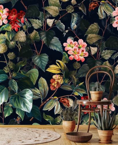 mural de papel pintado floral llamado Magical Forest II de Burcu Korkmazyurek para dormitorios y salones mural de papel pintado floral llamado Magical Forest II de Burcu Korkmazyurek para dormitorios y salones