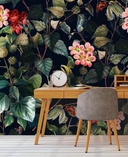 blomstertapet vægmaleri kaldet Magical Forest II af Burcu Korkmazyurek til soveværelser og lounger