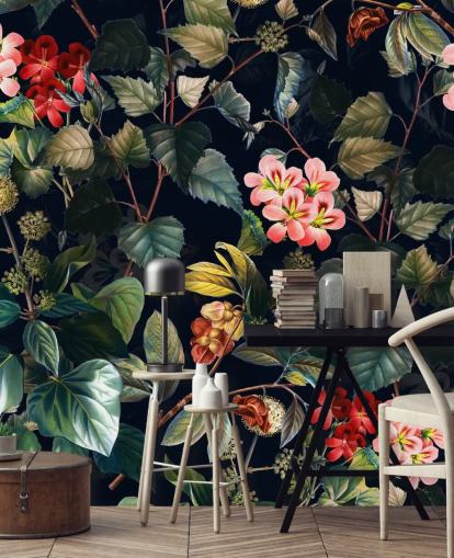 floral wallpaper mural called Magical Forest II by Burcu Korkmazyurek for bedrooms and lounges