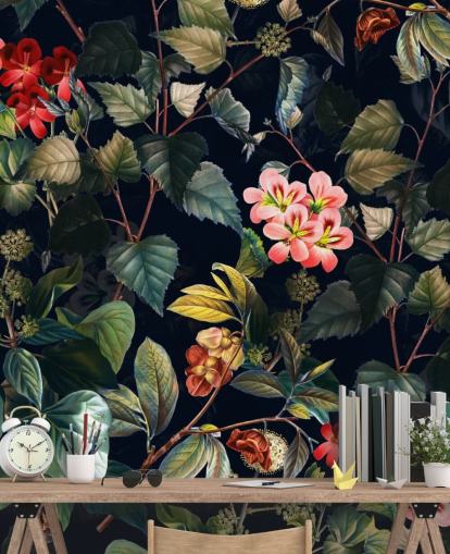 blomstertapet veggmaleri kalt Magical Forest II av Burcu Korkmazyurek for soverom og salonger blomstertapet veggmaleri kalt Magical Forest II av Burcu Korkmazyurek for soverom og salonger