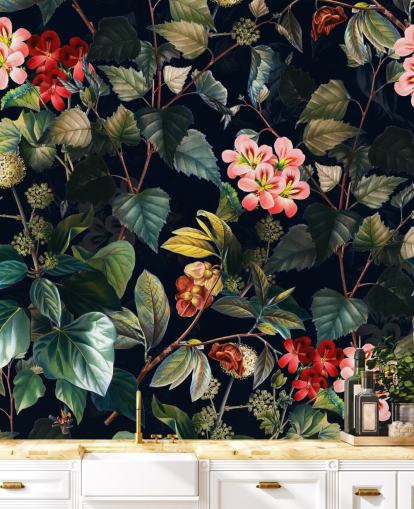 floral wallpaper mural called Magical Forest II by Burcu Korkmazyurek for bedrooms and lounges