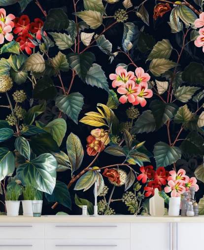 floral wallpaper mural called Magical Forest II by Burcu Korkmazyurek for bedrooms and lounges