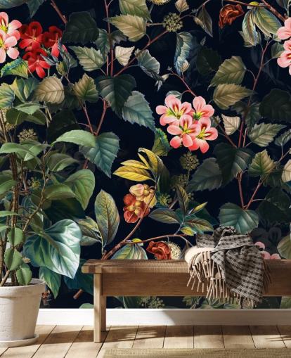 floral wallpaper mural called Magical Forest II by Burcu Korkmazyurek for bedrooms and lounges