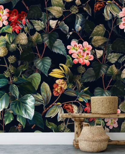 mural de papel pintado floral llamado Magical Forest II de Burcu Korkmazyurek para dormitorios y salones mural de papel pintado floral llamado Magical Forest II de Burcu Korkmazyurek para dormitorios y salones