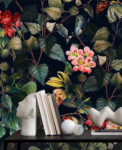 mural de papel pintado floral llamado Magical Forest II de Burcu Korkmazyurek para dormitorios y salones mural de papel pintado floral llamado Magical Forest II de Burcu Korkmazyurek para dormitorios y salones