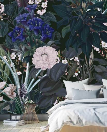 garden wallpaper mural called Midnight Garden IX by Burcu Korkmazyurek for bedrooms and lounges