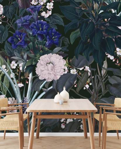 mural de papel de parede de jardim chamado Midnight Garden IX de Burcu Korkmazyurek para quartos e salões