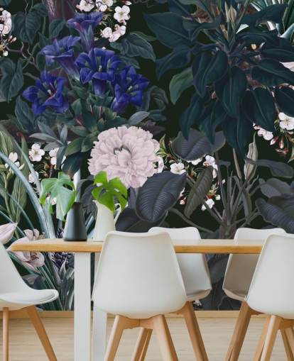 garden wallpaper mural called Midnight Garden IX by Burcu Korkmazyurek for bedrooms and lounges