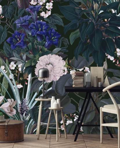 garden wallpaper mural called Midnight Garden IX by Burcu Korkmazyurek for bedrooms and lounges garden wallpaper mural called Midnight Garden IX by Burcu Korkmazyurek for bedrooms and lounges