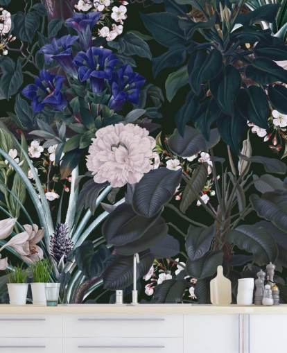 garden wallpaper mural called Midnight Garden IX by Burcu Korkmazyurek for bedrooms and lounges