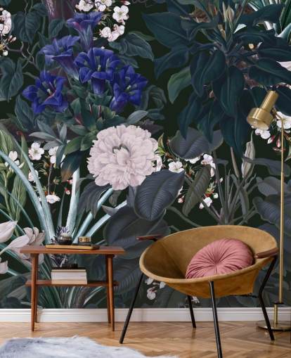 garden wallpaper mural called Midnight Garden IX by Burcu Korkmazyurek for bedrooms and lounges