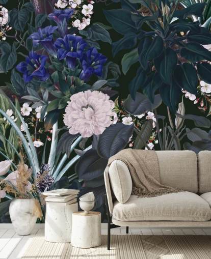 garden wallpaper mural called Midnight Garden IX by Burcu Korkmazyurek for bedrooms and lounges
