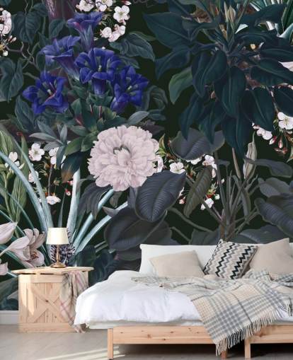 garden wallpaper mural called Midnight Garden IX by Burcu Korkmazyurek for bedrooms and lounges