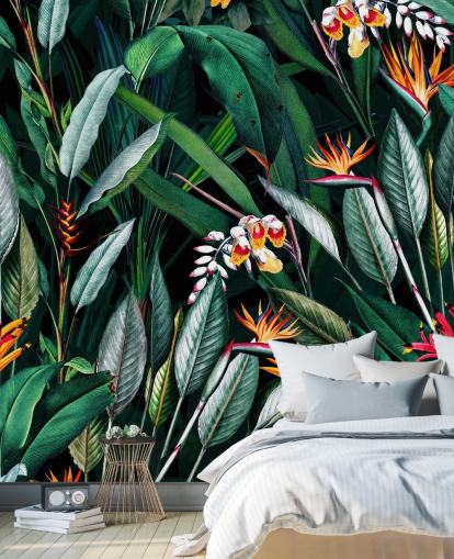 papier peint mural botanique appelé Midnight Garden V de Burcu Korkmazyurek pour les chambres et les salles de bain papier peint mural botanique appelé Midnight Garden V de Burcu Korkmazyurek pour les chambres et les salles de bain