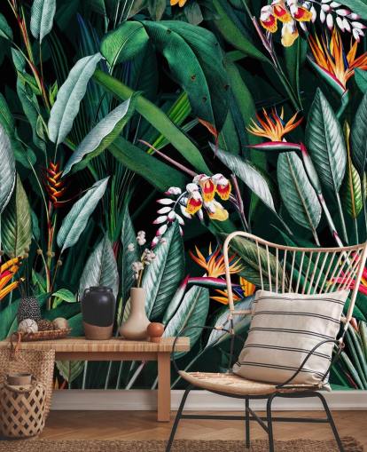 botanisches Wandbild Midnight Garden V von Burcu Korkmazyurek für Schlafzimmer und Badezimmer